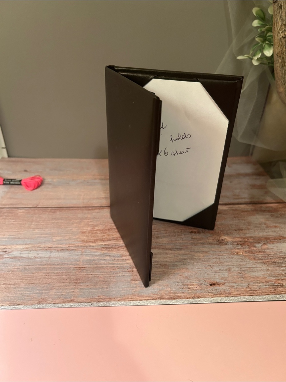 Classic Brown Leatherette Menu Holder - Home Accents Holds a 4x6 (5 per pack)